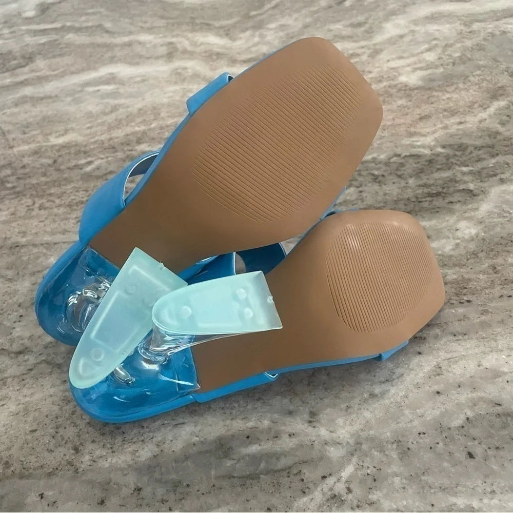 Nwt Steven New York Brinne Lucite Strappy Sandal Light Blue Size 7.5